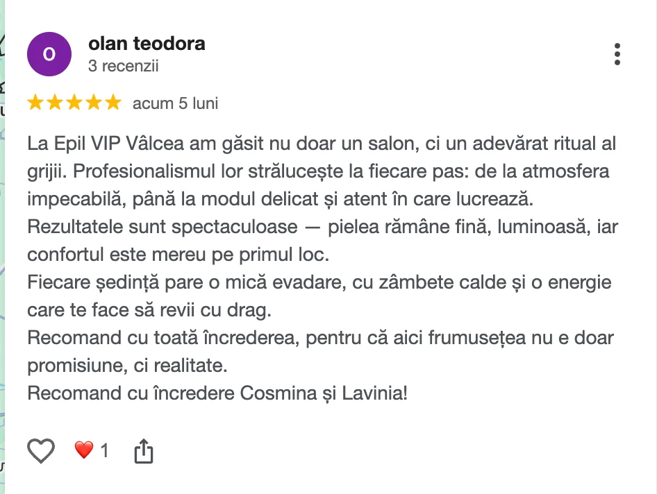Recenzie clientă Epil VIP