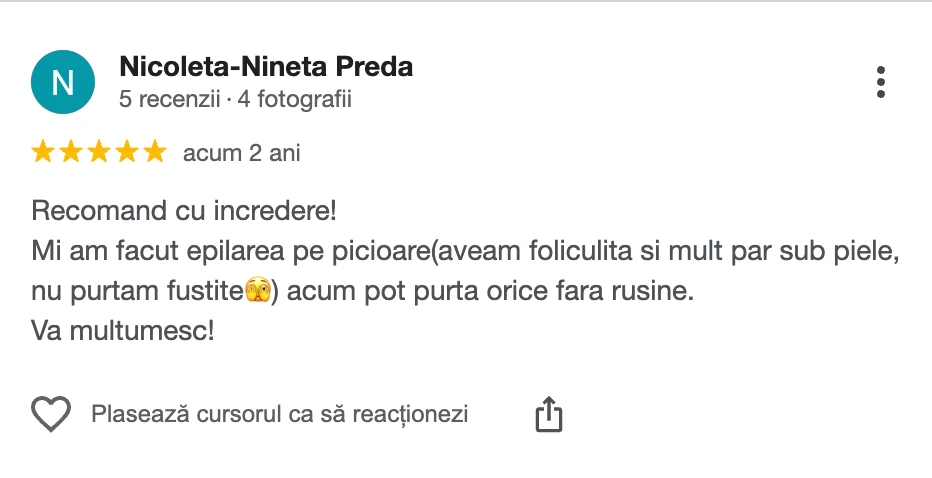 Recenzie clientă Epil VIP